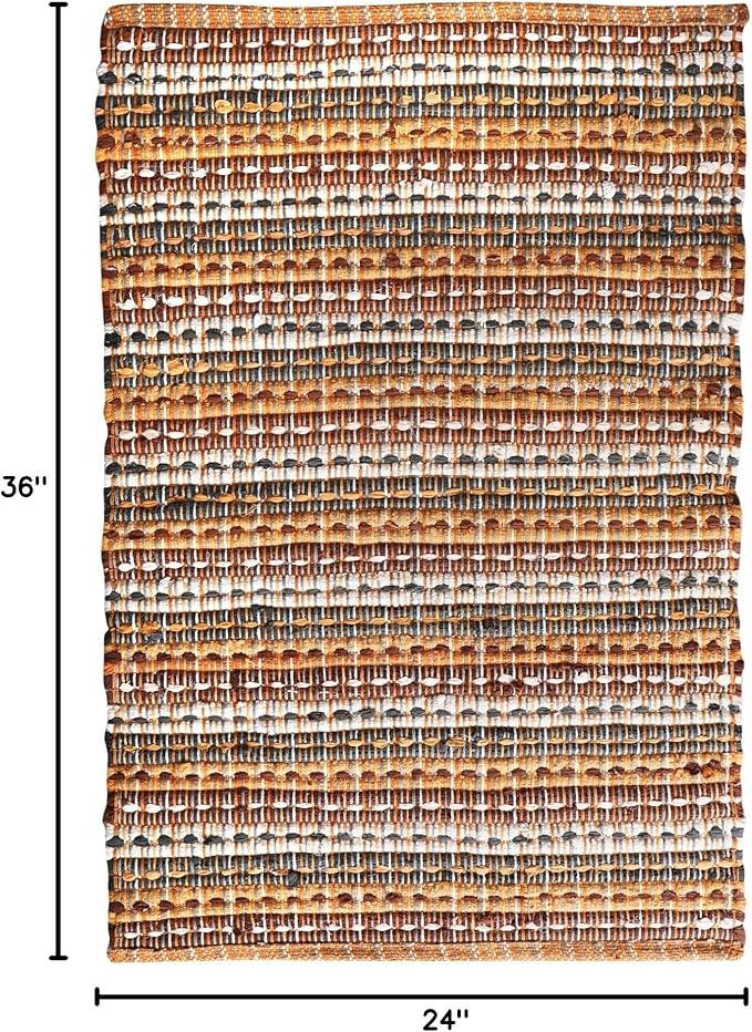 Cotton Hand Made Area Rug 2x3 Feet - Mustard, Reversible Farmhouse Woven Throw Indoor Floor Carpet Ideal for Entryway, Kitchen, Bedroom | Decorative Doorway Patio Décor Mat for Furniture Space