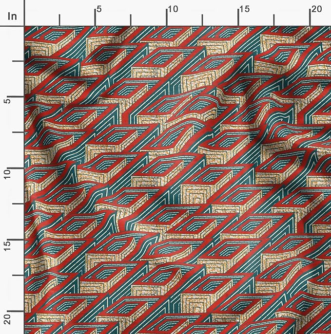Soimoi Luxurious 58" Wide Red - Tribal Printed, Cotton Jersey Fabric - Perfect Material for Clothing, Home Decor, Craft Projects, 1 Yard