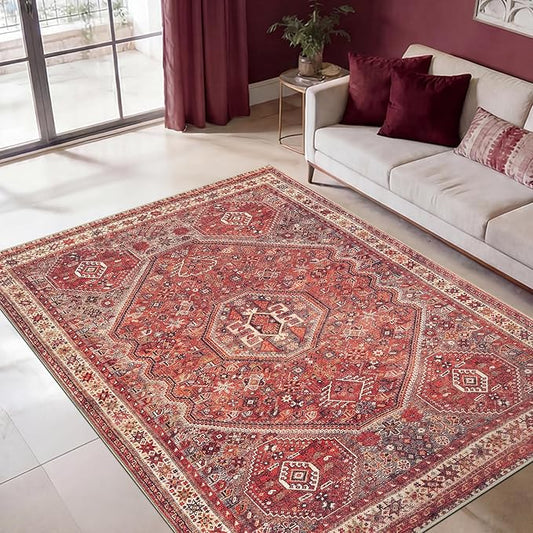 Keen Home Design 48"x72" Rug - Machine Washable Area Rug with Non-Slip Backing, Ideal for Living Room, Dining Room, Bedroom - Vintage, Easy Clean, Durable, Low Pile Rug - (4' x 6')