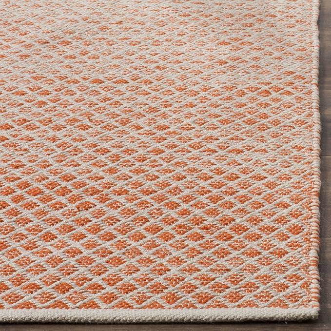 SAFAVIEH Montauk Collection Runner Rug - 2'3" x 11', Orange & Ivory, Handmade Cotton, Ideal for High Traffic Areas in Living Room, Bedroom (MTK601D)
