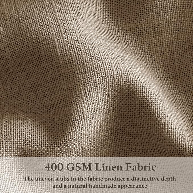 Thick Linen Pinch Pleated Curtains 96 Inches Length 2 Panels for Living Room Tan Brown Latte Country Light Filtering Curtain for Track System Back Tab Window Drapes for Dining Room Bedroom W50xL96