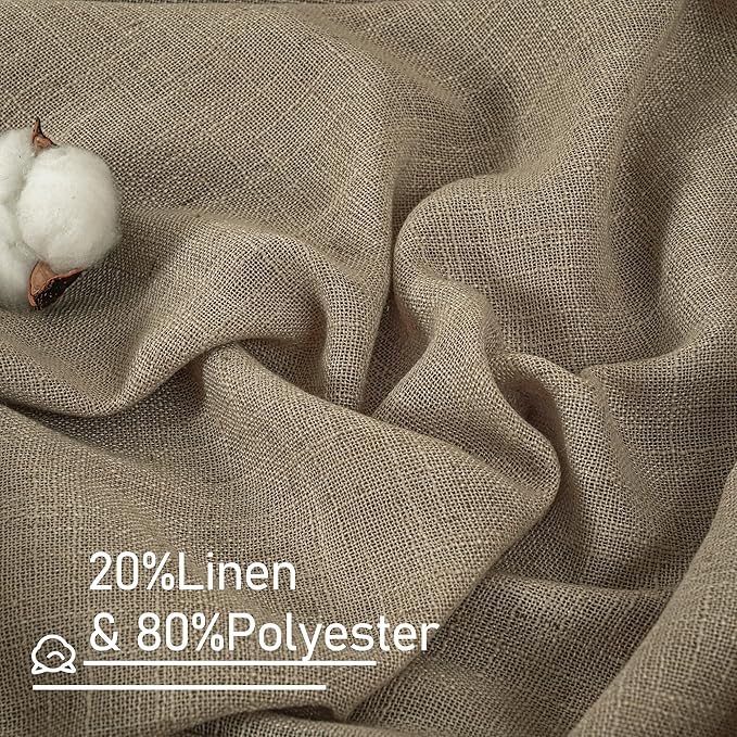 LAMIT Taupe Linen Curtains 45 Inch Length 2 Panels, Light Filtering Panels Back Tab and Rod Pocket Country Decor Drapes for Kitchen/Window/Loft Room/Bedroom, 34 x 45 Inch