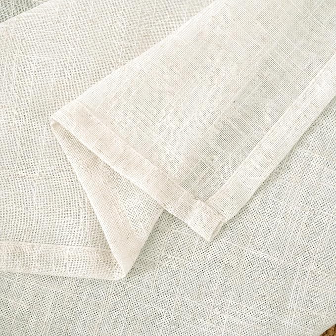 LAMIT 40 Inch Linen Semi Sheer Curtains for Small Window, Light Filtering Neutral Drapes Farmhouse Boho Back Tab and Rod Pocket Panels, Cream, 2 Panels, 52 x 40 Inch