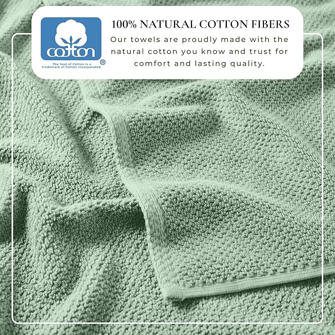 Great Bay Home 100% Cotton 6 Piece Towel Set - Absorbent, Quick-Drying, Durable Bath Towels for Bathroom Decor - Low-Twist, Two-Ply Fibers (Mineral Blue)