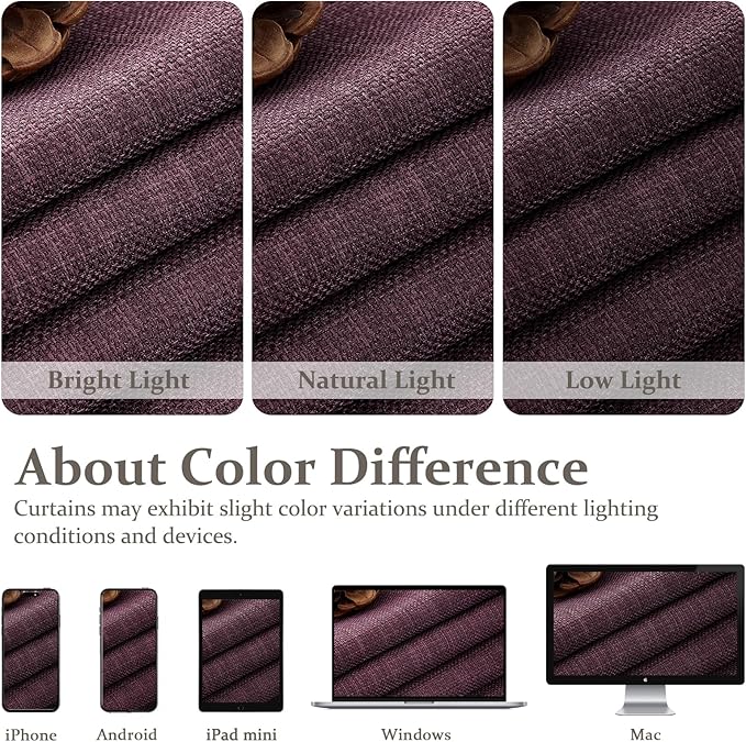 Pinch Pleated Purple Curtains 90 Inches Long 2 Panels Set for Nursery, Blackout Memory Trained Double Layer Thick Linen Blend Sound Dampening Drapes Energy Efficient Country Privacy Viral Windows Burg