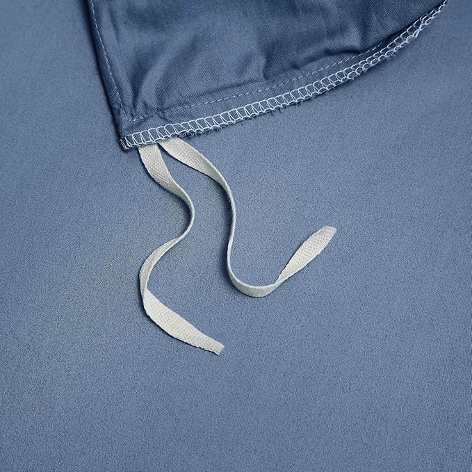 Slate Blue Cotton Duvet Cover Set Twin 100% Long-Staple Cotton Sateen Bedding Set, Soft Breathable Smooth Organic Pure Cotton Plain Comforter Cover, Luxury Minimalist Bedroom Decor for All Season