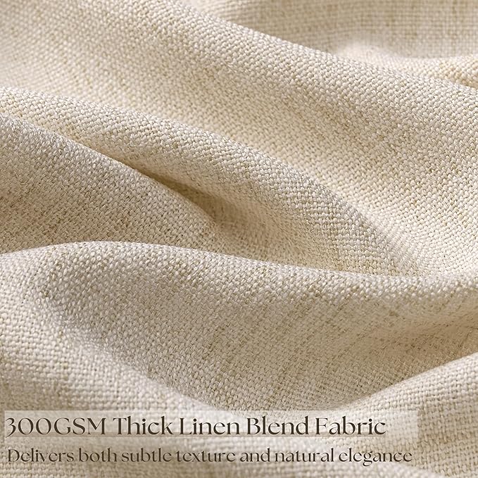 102 Inch Length 2 Panels Warm Beige Curtains Ecru Flax Burlap Light Filtering Semi Sheer Drapes Privacy Boho Farmhouse Large Window Curtain for Bedroom 52x102