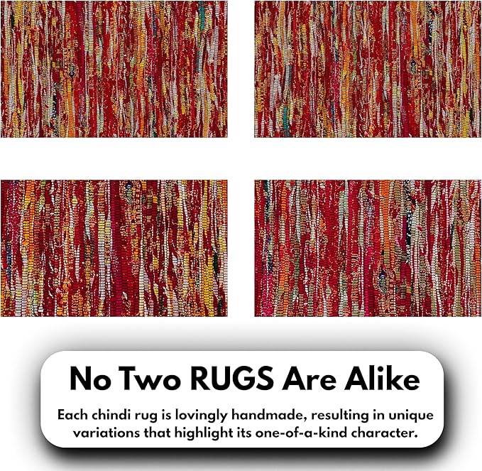 Ramanta Home Cotton Chindi Runner Rug - 2x6 ft Multi Color, Farmhouse Boho Runners for Living Room, Bedroom, Hallways, Patio, Kitchen | Soft Bohemian Floor Carpet for Home Decor - 24x36 Inches