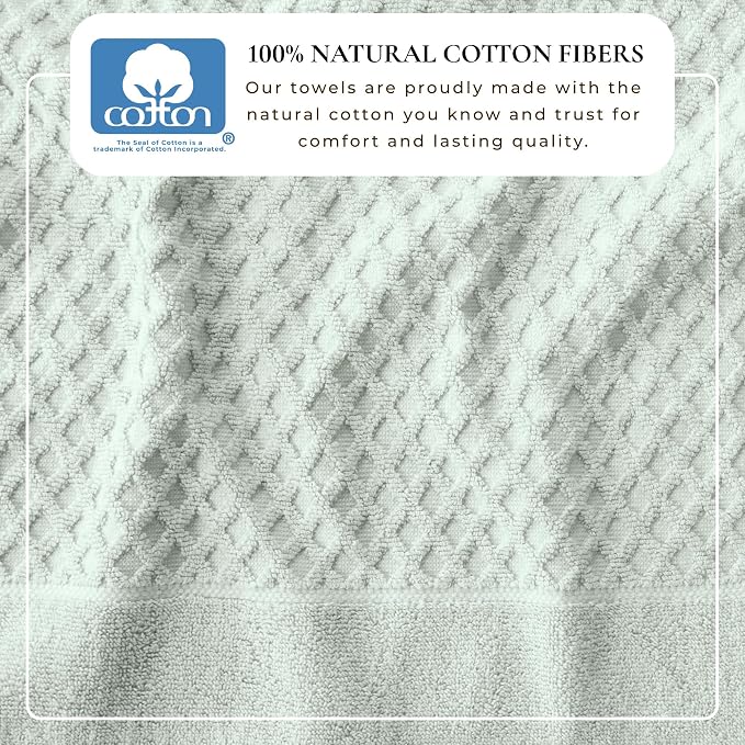 Great Bay Home Bath Towels - 100% Cotton 6 Piece Towel Set - Diamond Waffle Weave - Absorbent, Durable, Quick-Dry Towels for Bathroom (Pastel Blue)