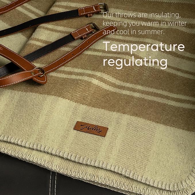Molithe 100% Wool Blanket, 62" x 86", Warm, Thick, Washable, Military | Great for Camping, Outdoors, Sporting Events, Survival Kits LightOliveGreen