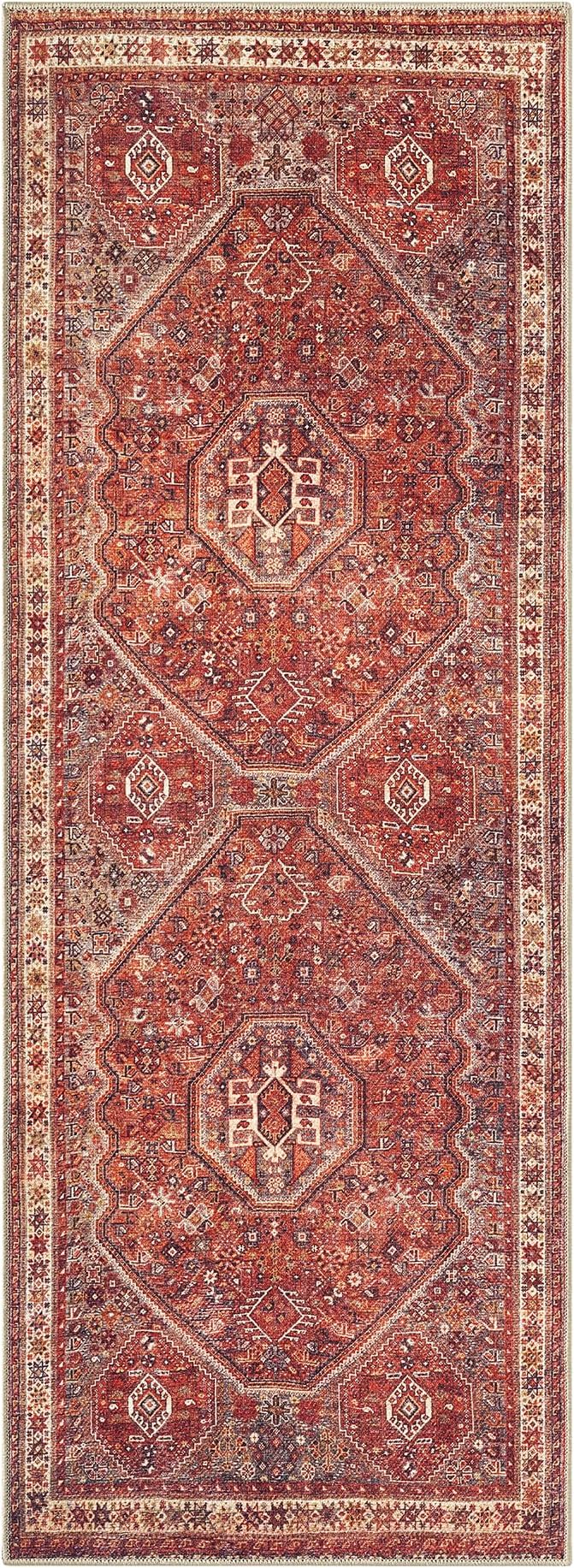 Keen Home Design 30"x84" Rug - Machine Washable Runner Rug with Non-Slip Backing, Ideal for Hallway, Entryway, Kitchen, Laundry Room - Vintage, Easy Clean, Durable, Low Pile Rug - (2'6" x 7')