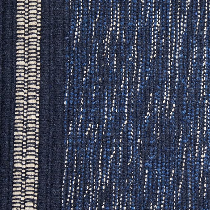 DII Variegated Recycled Yarn Modern Edge Stripe, 2x3', Nautical Blue