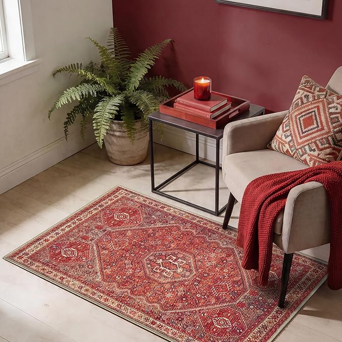 Keen Home Design 2x3 Rug - Machine Washable Entry Rug with Non-Slip Backing, Ideal for Enteryway, Kitchen, Bathroom, Laundry Room - Vintage, Easy Clean, Durable, Low Pile Rug - (2' x 3')