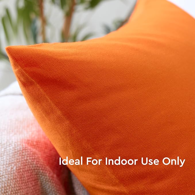 Encasa XO Throw Pillow Covers 20x20 in Set of 2 Orange | No Inserts | Cotton Pillow Covers for Living Room, Bed, Sofa, Couch | Decorative Cushion Covers with Improved Zipper