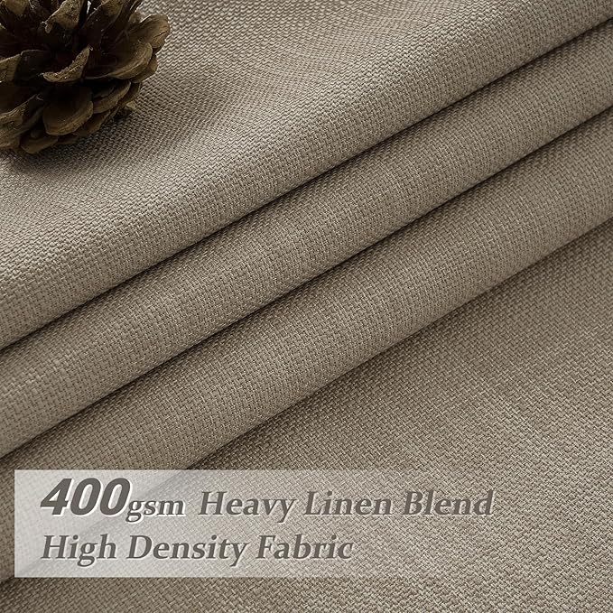 Blackout Pinch Pleated Double Layer Linen Blend Kids Room Curtains 72 Inches Long 2 Panels Set, Memory Trained Thermal Warm Beige Noise Blocking Cottagecore Drapes with Hook 40"W x 72"L Windows Burg