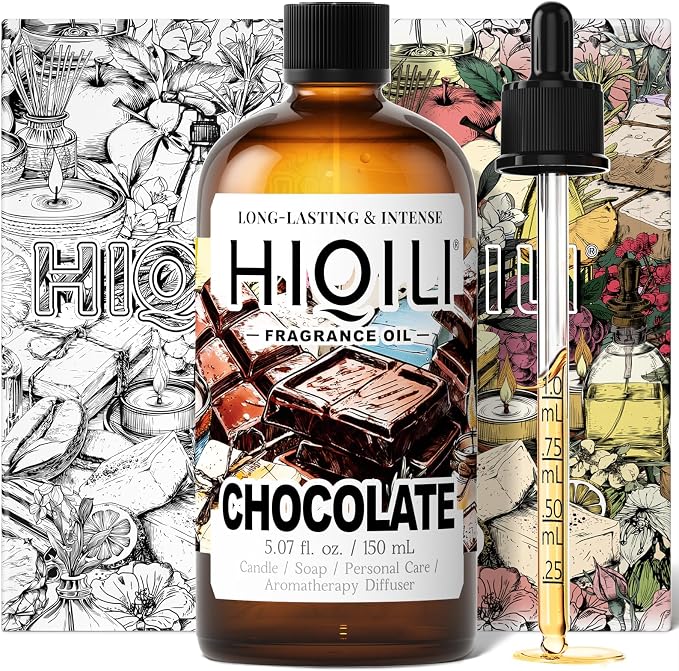 HIQILI Chocolate Fragrance Oil for DIY Candle & Soap Making - 5.07 Fl Oz | Ideal for Home Essential Oil Diffuser, Aromatherapy & Humidifier, Long Lasting Scents - 150 ML