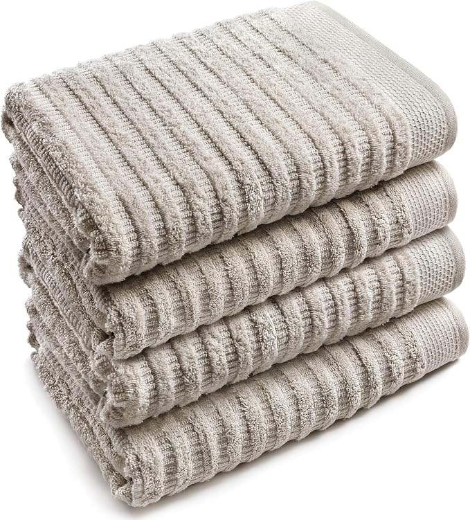 Softerry Pure Organic Cotton Bath Towel Set - 100% Soft Cotton - Extra Absorbent and Durable - 500 GSM Quick Dry - Luxury Hotel & Spa Quality - Fade Resistant - Eco Friendly (Khaki, Set of 4 Bath)