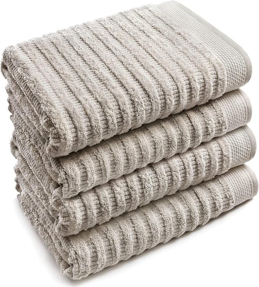 Softerry Pure Organic Cotton Bath Towel Set - 100% Soft Cotton - Extra Absorbent and Durable - 500 GSM Quick Dry - Luxury Hotel & Spa Quality - Fade Resistant - Eco Friendly (Khaki, Set of 4 Bath)