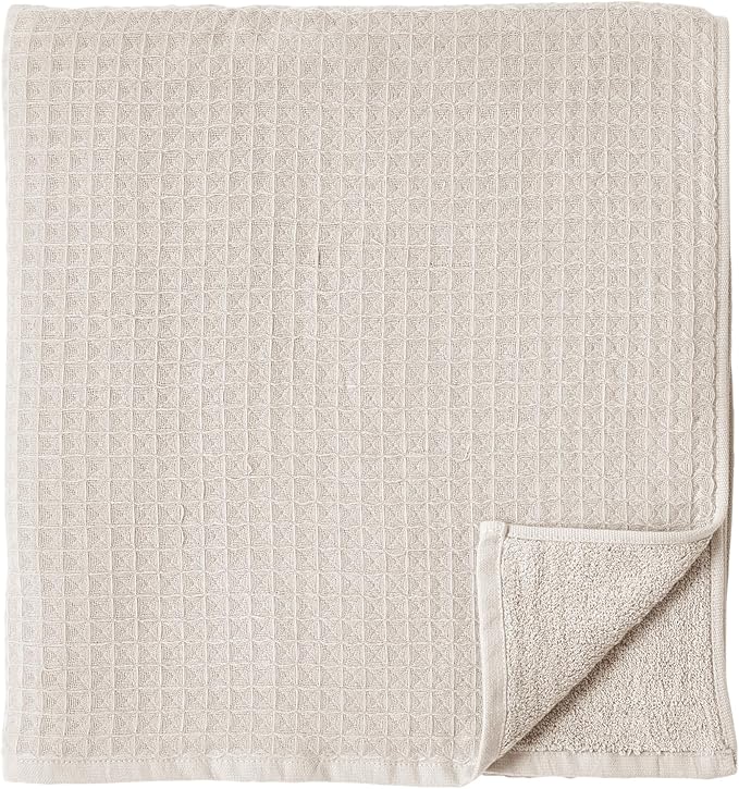 UCHINO Waffle Twist Cotton Weave Towel Set for Bathroom – 2 Bath, 2 Hand, 2 Washcloths, Lightweight Absorbent Quick Dry Honeycomb Texture Solid Terry Loop Reverse, 6 Piece, Linen