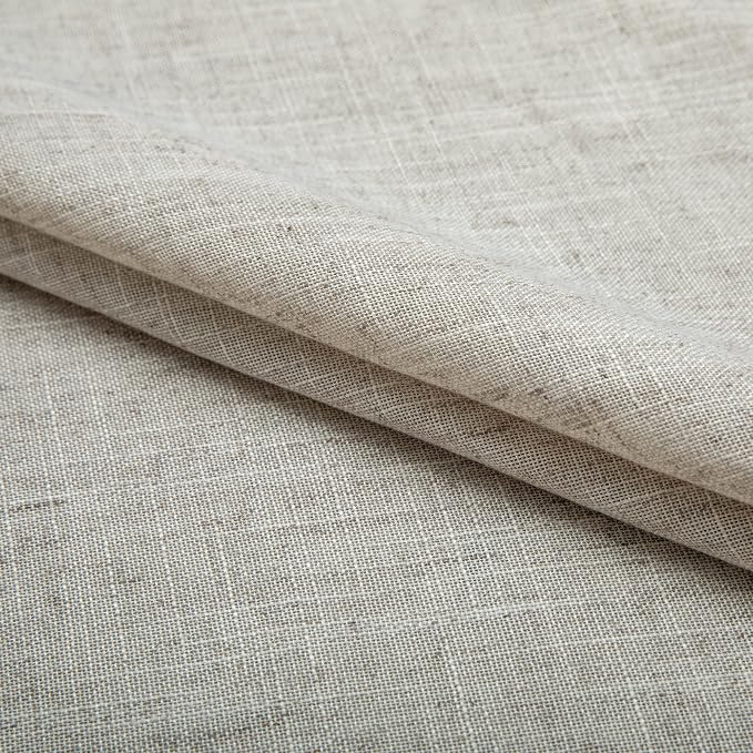 72 Inch Length Linen Curtains for Bedroom 2 Panel Set Natural Crude Tan Beige Flax Rustic Textured Light Filtering Semi Blackout Sheer Farmhouse Style Living Room Curtains for Windows