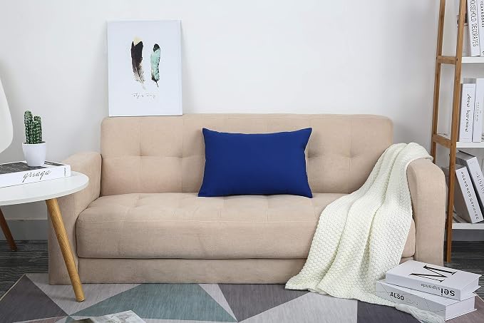 TangDepot Cotton Solid Throw Pillow Covers, 12" x 20" , Royal Blue, 1 Count (Pack of 1) | 100% cotton, same-color zip, machine wash & air dry. For living room, bedroom, office, car. 42 colors, 127 sizes. Cover only.