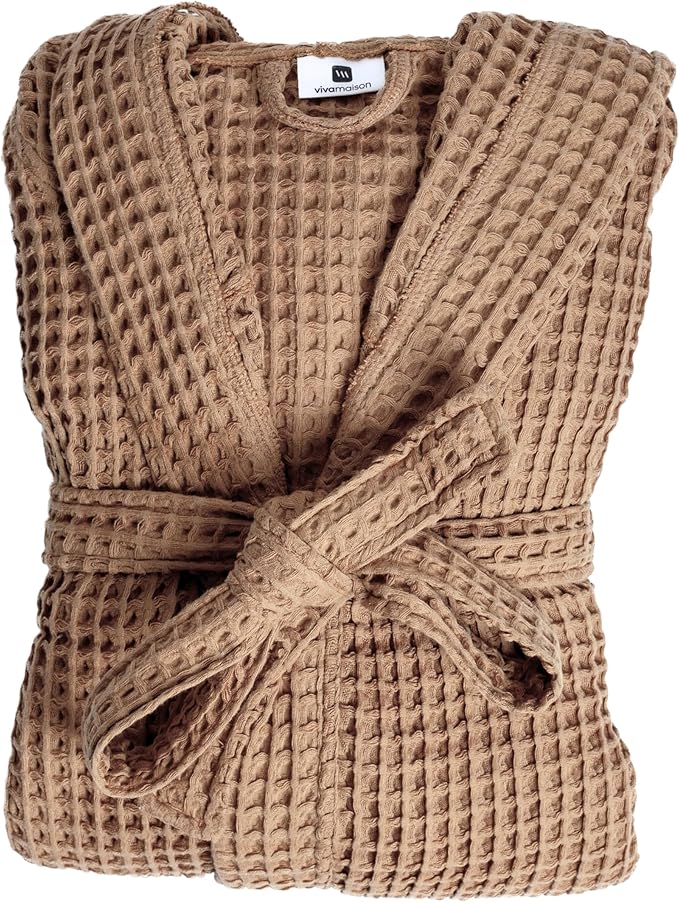100% Turkish Cotton Men's Waffle Robe with Hooded, Premium Soft Cozy Housecoat or Quick-Dry Bathrobe for Mens