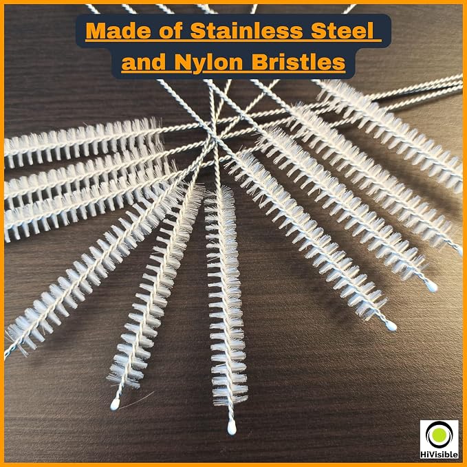 6 Straw Cleaner Brush Extra Long - Set of 6 Metal Straw Cleaner - Straw Cleaning Brush for Reusable Straws