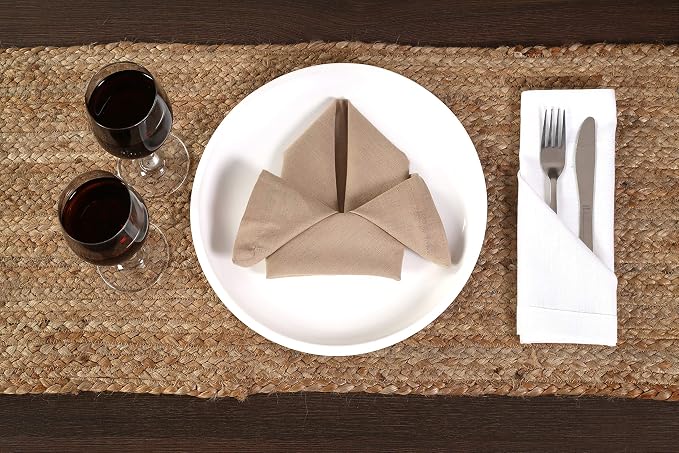THE BEER VALLEY Jute Braided Table Runner 13x36 Inches - Natural | Reversible Runners for Wedding Parties, Kitchen, Dining Décor - Farmhouse Small Rattan Table Mat for Outdoor & Indoor Use