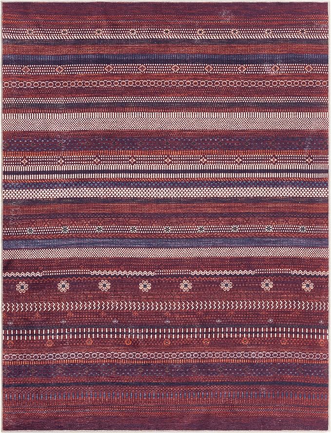 Keen Home Design 5x7 Rug - Machine Washable Area Rug with Non-Slip Backing, Ideal for Living Room, Dining Room, Bedroom - Vintage, Easy Clean, Durable, Low Pile Rug - (5' x 7')