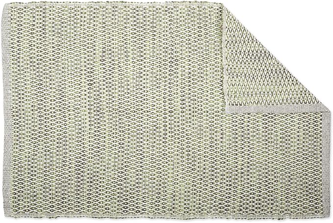 DII Woven Recycled Yarn Rag Rug Collection Miniature Diamonds, 2x3', Artichoke