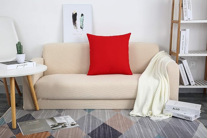 TangDepot 2-Pack Cotton Throw Pillow Covers 18x18 Red Orange | 100% cotton, same-color zip, machine wash & air dry. For living room, bedroom, office, car. 42 colors, 546 sizes. Cover only.