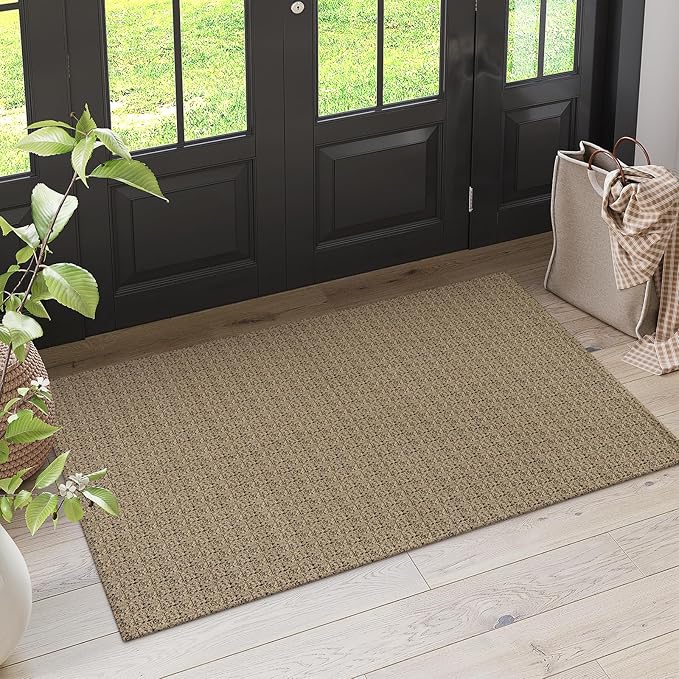 Collive 3x5 Entryway Rugs Indoor, Washable Bedroom Area Rug Non Slip Braided Cotton Kitchen Rugs, Black/Natural Farmhouse Throw Carpet Boho Floor Mat for Laundry Room Nursery House