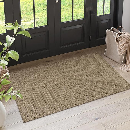 Collive 3x5 Entryway Rugs Indoor, Washable Bedroom Area Rug Non Slip Braided Cotton Kitchen Rugs, Black/Natural Farmhouse Throw Carpet Boho Floor Mat for Laundry Room Nursery House