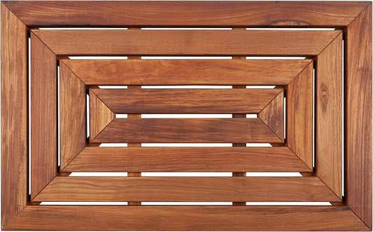 Nordic Style Premium Teak Shower and Bath Mat for Indoor and Outdoor Use - Non-Slip Wooden Platform for Spa, Sauna, Pool, Hot Tub - Flooring Decor and Protector (Oiled Finish, 31.4" x 19.6")