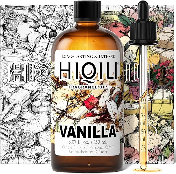 HIQILI Vanilla Fragrance Oil for Body Spray - 5.07 Fl Oz | Vanilla Oleoresin Scent, Diffuser Use, Essential Oil for Candle, Soap, and Women Perfume Making
