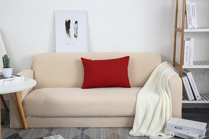 TangDepot 100% Cotton Solid Throw Pillow Cover 12x20 Deep Red | 100% cotton, same-color zip, machine wash & air dry. For living room, bedroom, office, car. 42 colors, 110 sizes. Cover only.