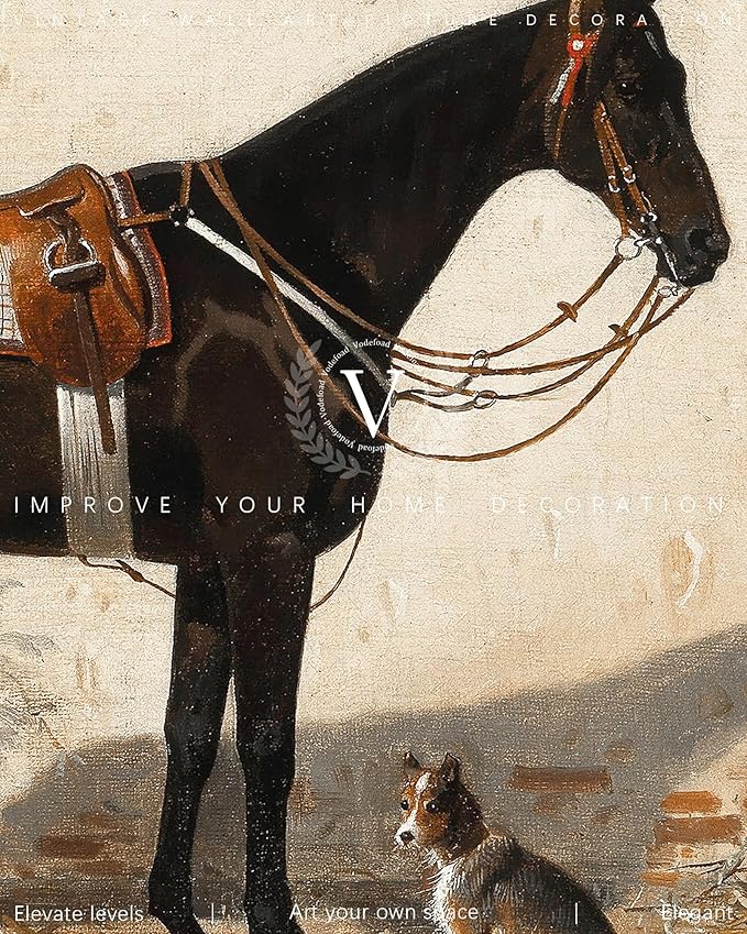 Vodefoad Retro Wall Art for Home Decor, Rustic Farmhouse Wall Decor Horse Canvas Artwork, Classical Animal Farm Aesthetic Picture Poster Equestrian Wall Art for Bathroom, Living Room, Desktop Wall Art decor - 8x10Inch Unframe