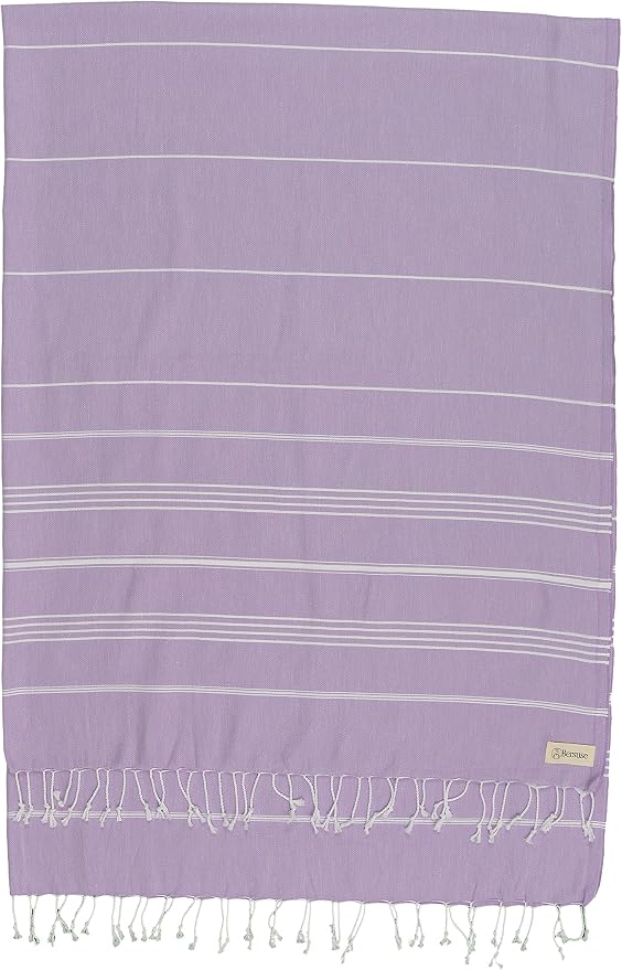Bersuse Towels Anatolia XL Beach Blanket Throw Blanket Turkish Towel 100% Cotton Extra-Large Quick-Dry Lightweight Premium Peshtemal Towel - 61x82 Inches, Lilac