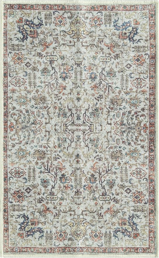 Keen Home Design 2x3 Rug - Machine Washable Entry Rug with Non-Slip Backing, Ideal for Enteryway, Kitchen, Bathroom, Laundry Room - Vintage, Easy Clean, Durable, Low Pile Rug - (2' x 3')