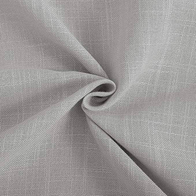 Linen Blend Grey Curtains for Living Room Back Tab Modern Farmhouse Semi Sheer Light Gray Curtains 45 inches Long 2 Panels Set Muted Neutral Cotton Texture Window Curtain for Dining Room Bedroom
