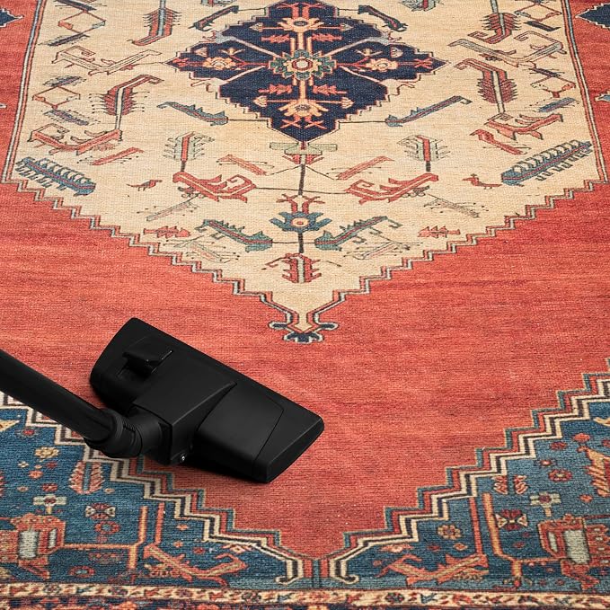 Keen Home Design 9x12 Rug - Machine Washable Area Rug with Non-Slip Backing, Ideal for Living Room, Dining Room, Bedroom - Vintage, Easy Clean, Durable, Low Pile Rug - (9' x 12')