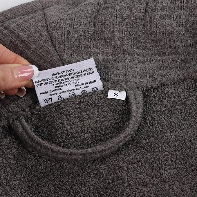 Superior Waffle Weave Cotton Unisex Bathrobe with Belt, Soft and Absorbent Robe for Men and Women Bath Essentials Robes