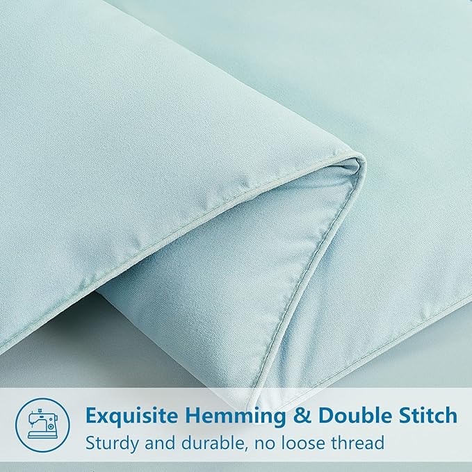 EASELAND Oversized Queen Down Alternative Comforter - Quilted Duvet Insert for All Seasons, Soft Lightweight with Corner Tabs, Summer Winter Warm Bedding, Aqua 98×98 Inches