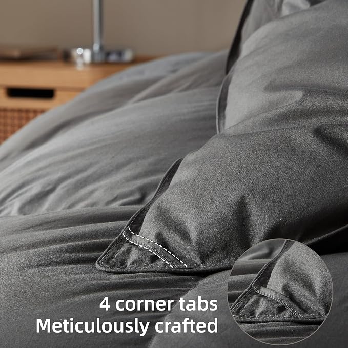 Goose Feather Down Comforter Oversized Queen Size,100% Organic Cotton Duvet Insert,All-Season Luxury Duvet Insert with Baffle Box Design, 750+Fill Power Hotel Collection Bedding Comforter