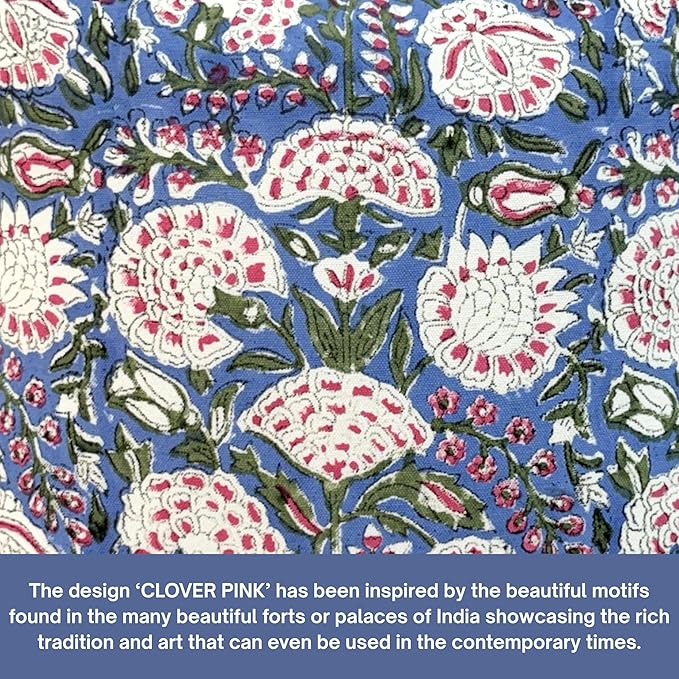 ATOSII Block Print Throw Pillow Covers, 18 X 18 - Set of 2, Decorative Couch Pillows for Living Room Bed Sofa, 100% Cotton Canvas Pillowcase for Home Decor & Outdoors, Preppy Throws - Clover Pink