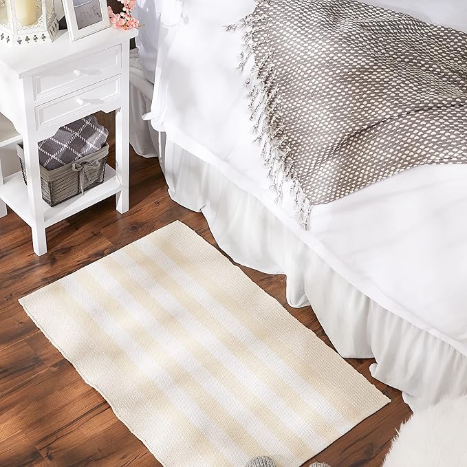 DII Woven Rag Rug Collection Recycled Yarn Cabana Stripe, 2x3', Natural