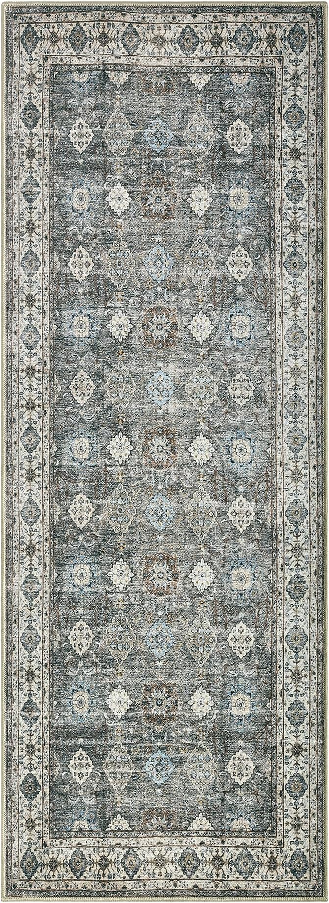Keen Home Design 30"x144" Rug - Machine Washable Runner Rug with Non-Slip Backing, Ideal for Hallway, Entryway, Kitchen, Laundry Room - Vintage, Easy Clean, Durable, Low Pile - (2'6" x 12')