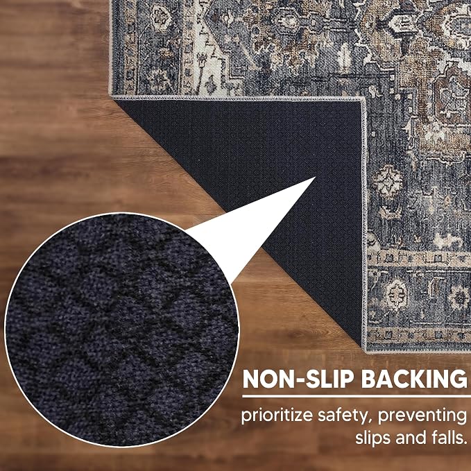 Keen Home Design 30"x144" Rug - Machine Washable Runner with Non-Slip Backing, Ideal for Hallway, Entryway, Kitchen, Laundry Room - Vintage, Easy Clean, Durable, Low Pile Rug - (2'6" x 12')