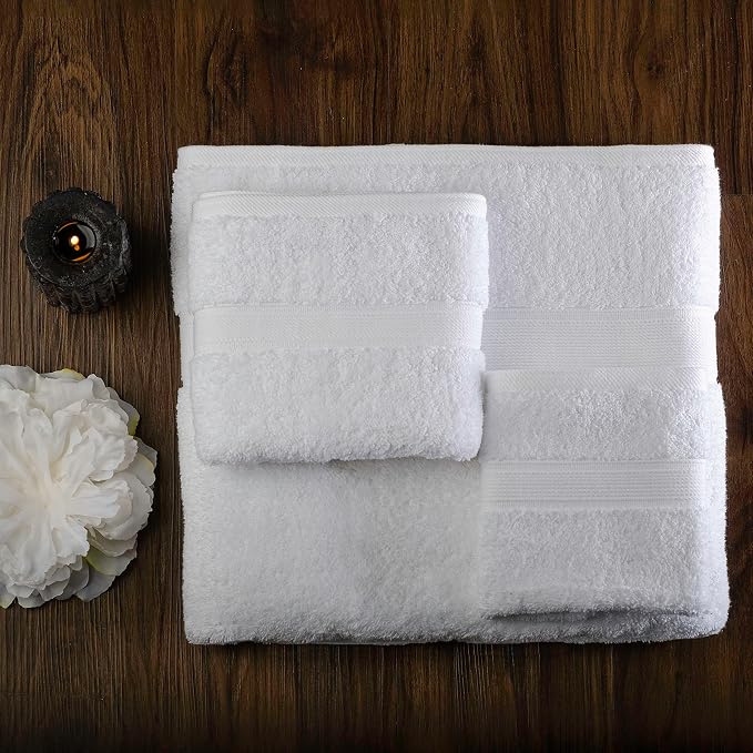 Superior Organic Cotton Solid Towel Set, 12PC, White 12 Piece
