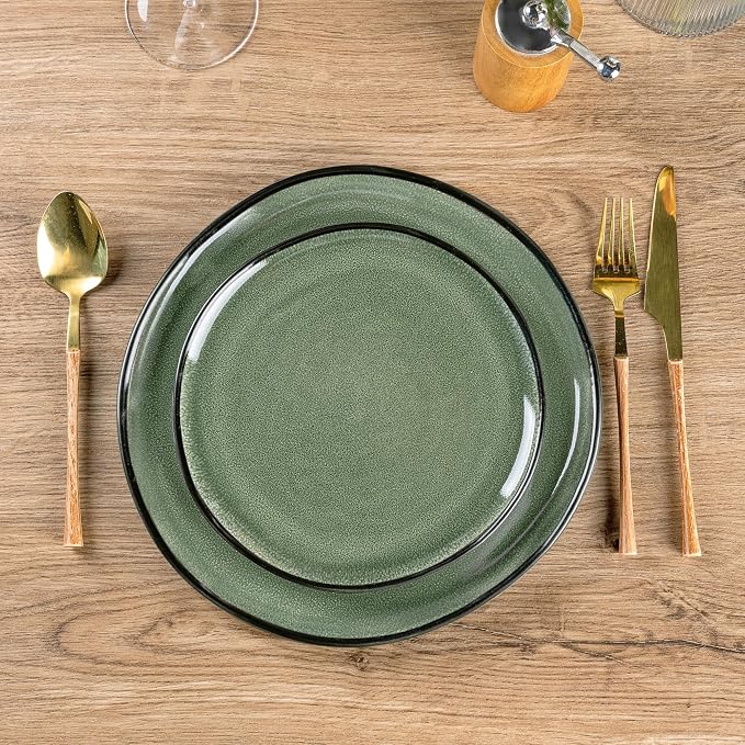 AmorArc Ceramic Dinnerware Sets,Handmade Reactive Glaze Stoneware Plates and Bowls Sets,Highly Scratch Resistant | Dishwasher & Microwave Safe Dishes Set,Service for 4 (12pc)